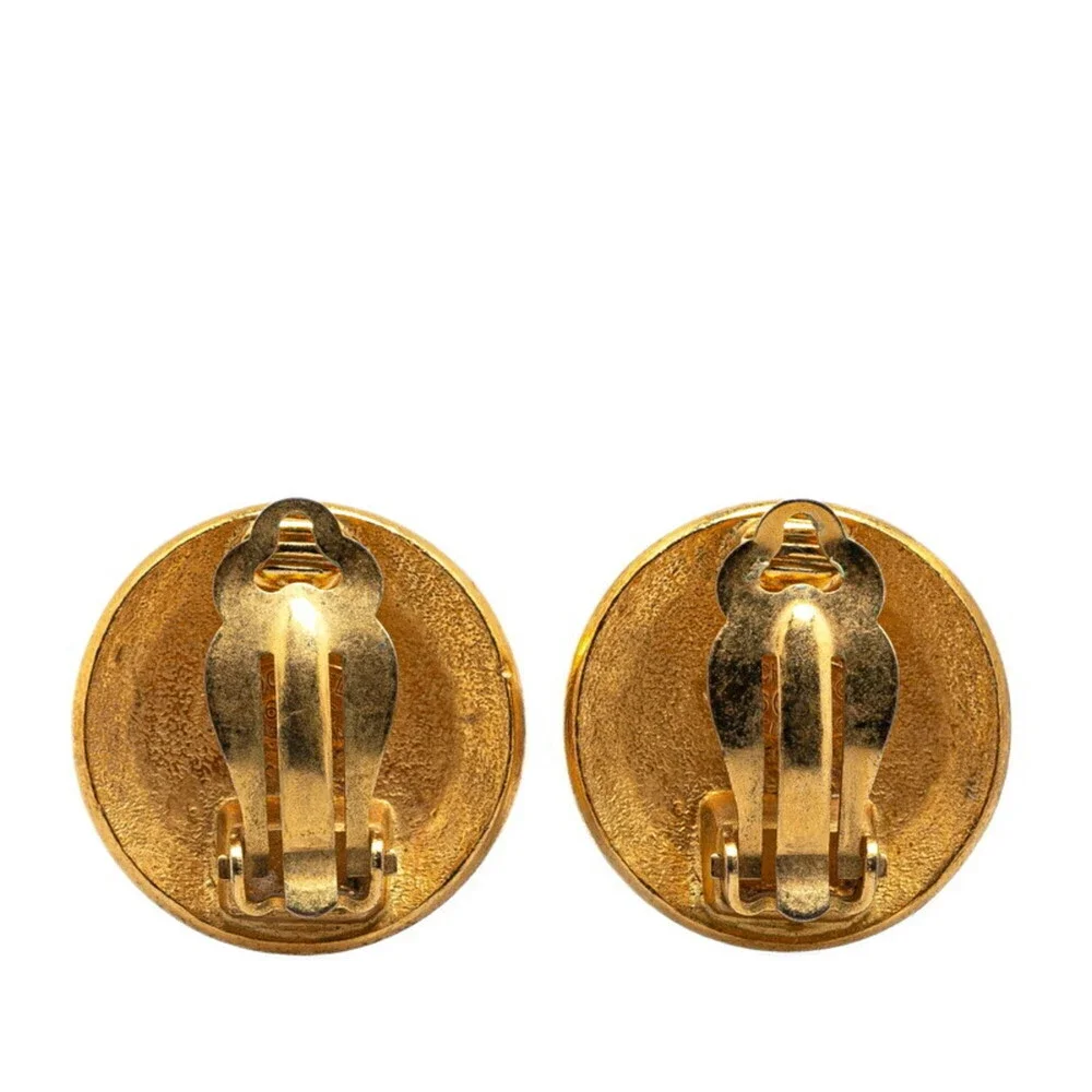 CHANEL Gold Logo Earrings